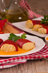 Stuffed piquillo peppers with cod.