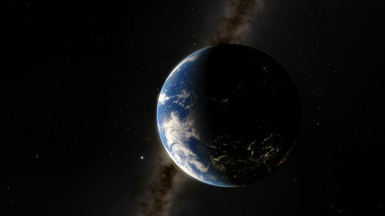 Near, low earth orbit blue planet. this image elements furnished by NASA.