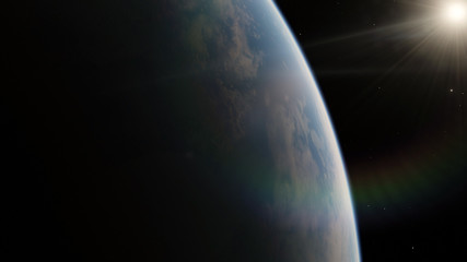 Fototapeta premium Near, low earth orbit blue planet. this image elements furnished by NASA.