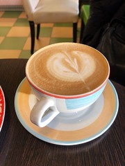 Delicious cappuccino in the cafe close up  