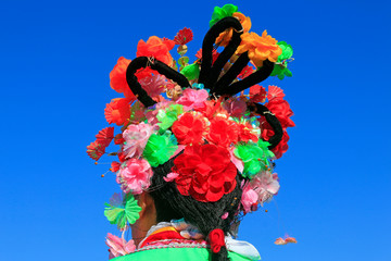 Chinese traditional style yangko folk dance performance headwear, China