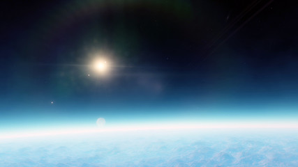 Planet in the space. Colorful art. Solar system. Gradient color. Space wallpaper. Elements of this image furnished by NASA