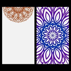 Invitation Or Card Template With Floral Mandala Pattern. Decorative Background For Wedding, Greeting Cards, Birthday Invitation. With gradient color