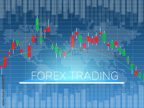 Forex Trading On World Map Background Vector Illustration Candle - 