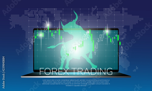 Forex Trading On World Map Background Vector Illustration Candle - 