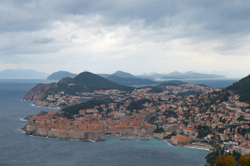 City of Dubrovnik, Croatia, Adriatic Sea and Cloudy Sky
