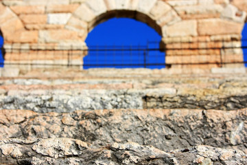 Fototapeta na wymiar Stone arches of the amphitheater in Verona, Italy