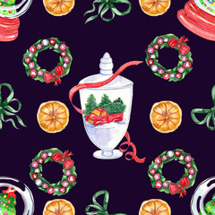 Christmas centrepiece element seamless pattern