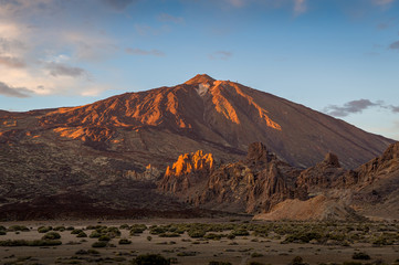 El Teide volcano at sunset light