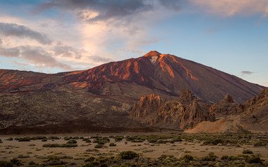 El Teide volcano in red colors