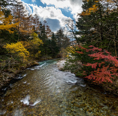 Azusa River in Kamikochi in Autumn, Japanese Alps, Chubu Sangaku National Park