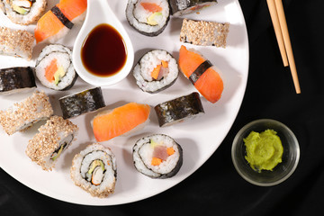 selection of sushi and maki
