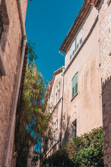 View of the top of a narrow medieval street