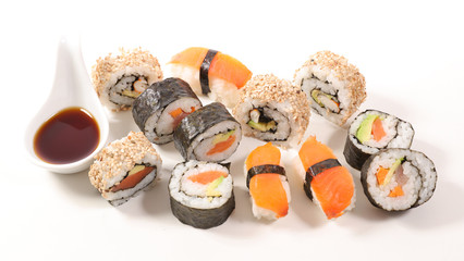selection of sushi and maki