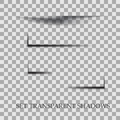 Transparent realistic paper shadow effect set. Element for advertising and promotional message isolated on transparent background.
