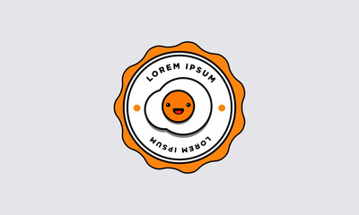 Fototapeta premium Fried Egg Badge Sticker Logo Template Vector Illustration