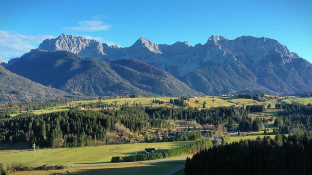 Aerial view, Flight to Barmsee, Grubsee, behind the alps, Bavaria, Germany,