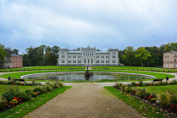 Manor house, palace with park of Duke Oginskis in Plunge, Lithuania. Plungė manor homestead in neo-renaissance style.