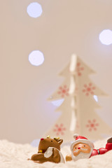 Santa Claus and reindeer just before Christmas is relaxing.