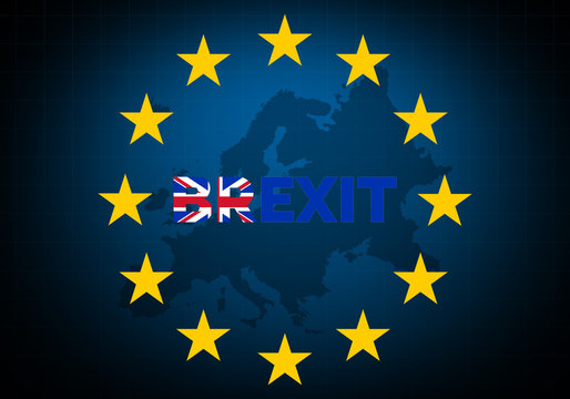 Brexit Word with Britain Exit and Leaving Europe