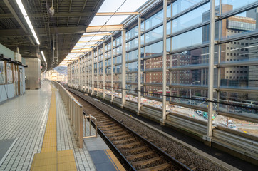 Obraz premium Railway train station in Japan.