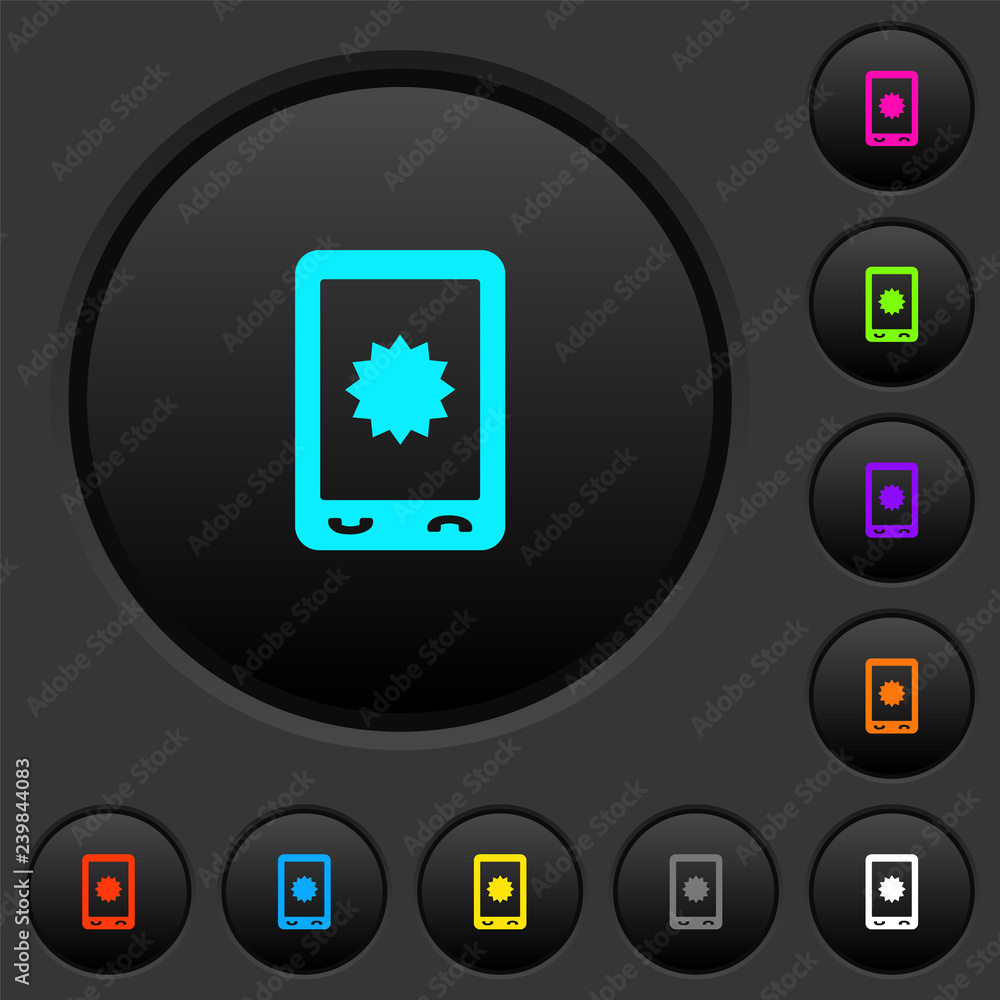 Poster mobile warranty dark push buttons with color icons