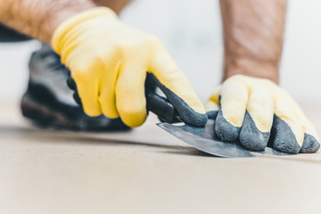 How to heat welding vinyl floor with heat gun - Quarter moon spatula trimming knife for vinyl floor...