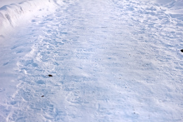Trampled snow road