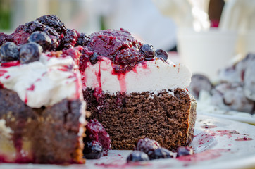 cake with cream and berries