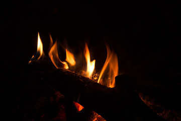 Fire in a fireplace