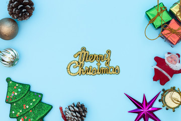 Christmas decoration on blue background