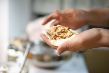 Hand made traditional Chinese dumpling and steamed bun