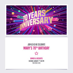 70 years anniversary invitation vector illustration. Graphic design element