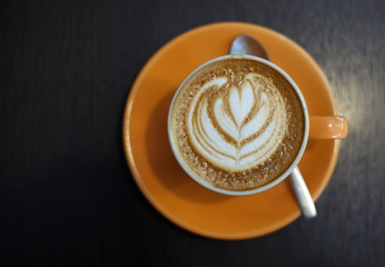 top view of hot art late coffee