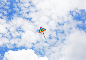 Fototapeta na wymiar kite flying in the clouds