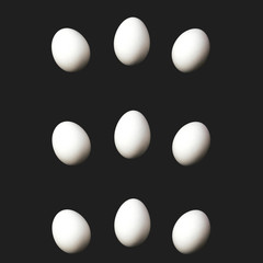 Eggs on a black background.