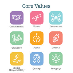 Core Values Outline / Line Icon Conveying Integrity - Purpose