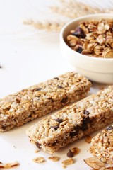 Granola bars close up, selective focus