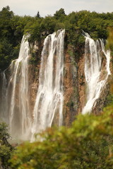 Fototapeta na wymiar Big waterfall in the forest
