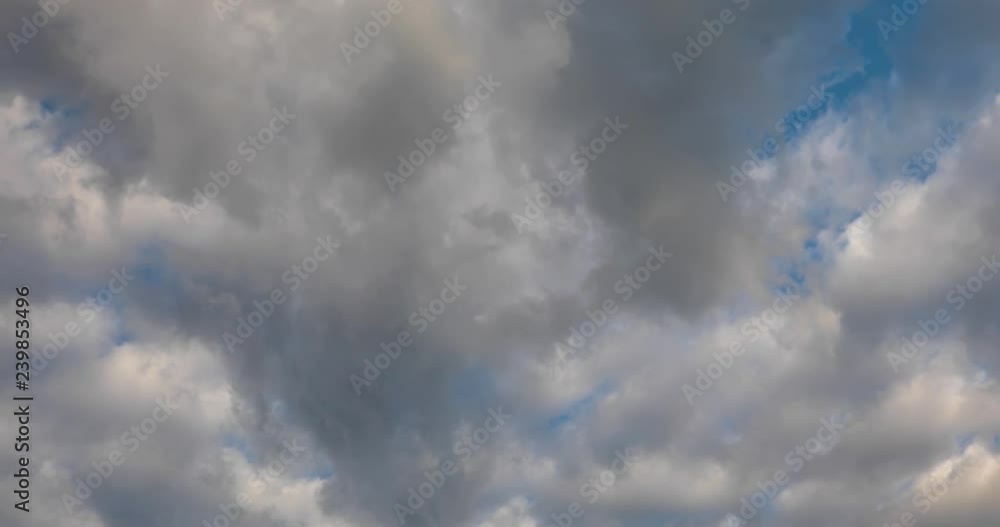 Wall mural mostly cloudy with blur sky loop video - clouds fly by quickly in smooth time lapse fashion.