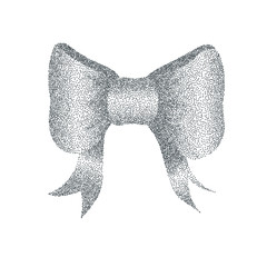 Cute stippled bow in retro vintage handmade grunge style. 