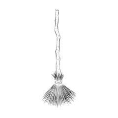 Vector sketch hand drawn broom