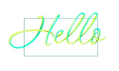 Modern 3d banner with lettering hello. Vector illustration isolated.