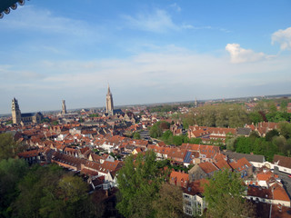 Fototapeta na wymiar Europe, Belgium, West Flanders, Bruges, central part of the city, bird's eye view