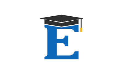 E graduation cap logo icon