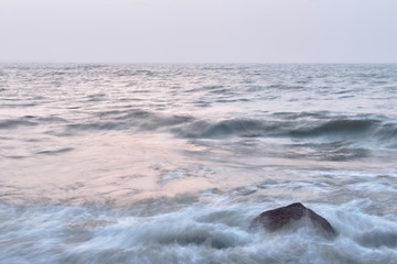 Fototapeta premium Ruins of Northern Forts on the beach of the Baltic sea, part of an old fort in the former Soviet base Karosta in Liepaja, Latvia