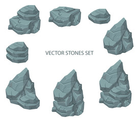 Vector stones concept art set for isometric casual games