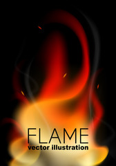 Vector Illustration. Realistic fire background. Flame burn design for banners, posters, massages, announcements