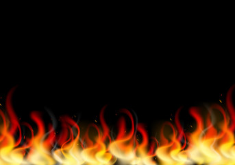 Vector Illustration. Realistic fire background. Flame burn design for banners, posters, massages, announcements