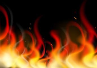 Vector Illustration. Realistic fire background. Flame burn design for banners, posters, massages, announcements
